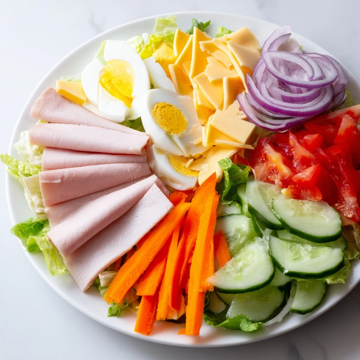 This colorful Chef Salad features a zesty vinaigrette dressing and all your favorites.