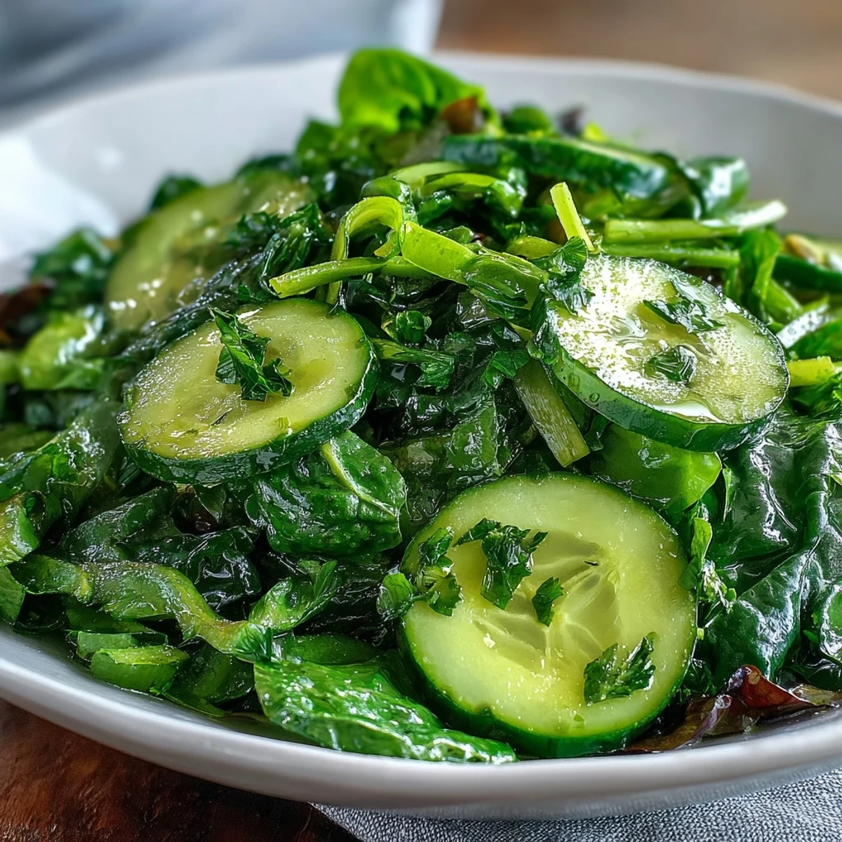 For a quick and nutritious meal, the Glowing Green Salad showcases colorful bell pepper, zucchini, and parsley on a bed of mixed greens, dressed lightly with olive oil and apple cider vinegar.