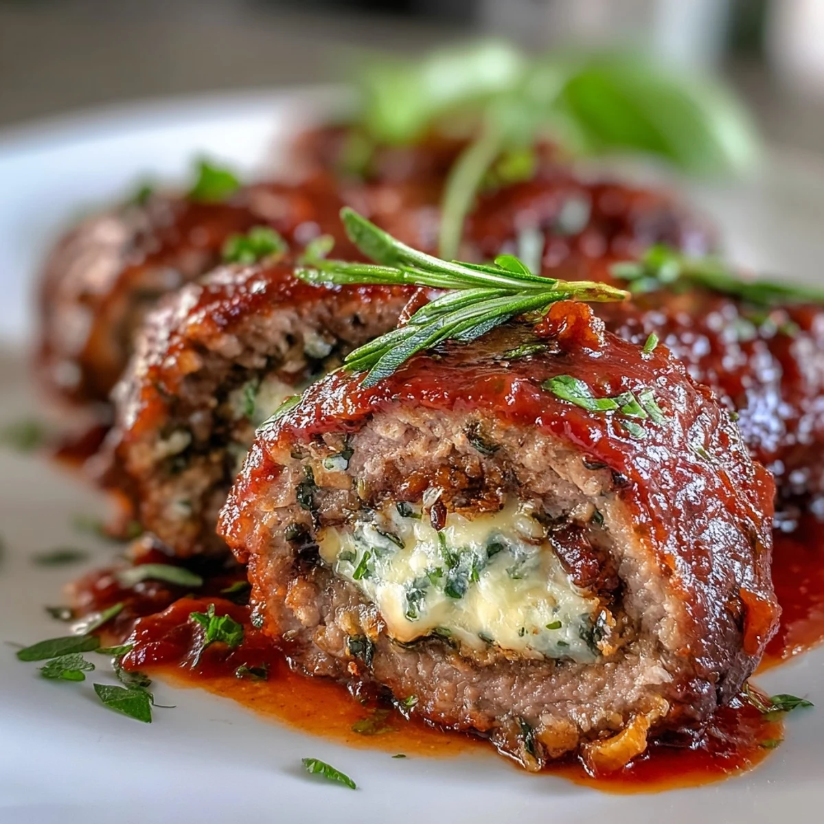 Sliced Sicilian-Style Braciole plated with fresh basil and grated pecorino next to a glass of red wine.