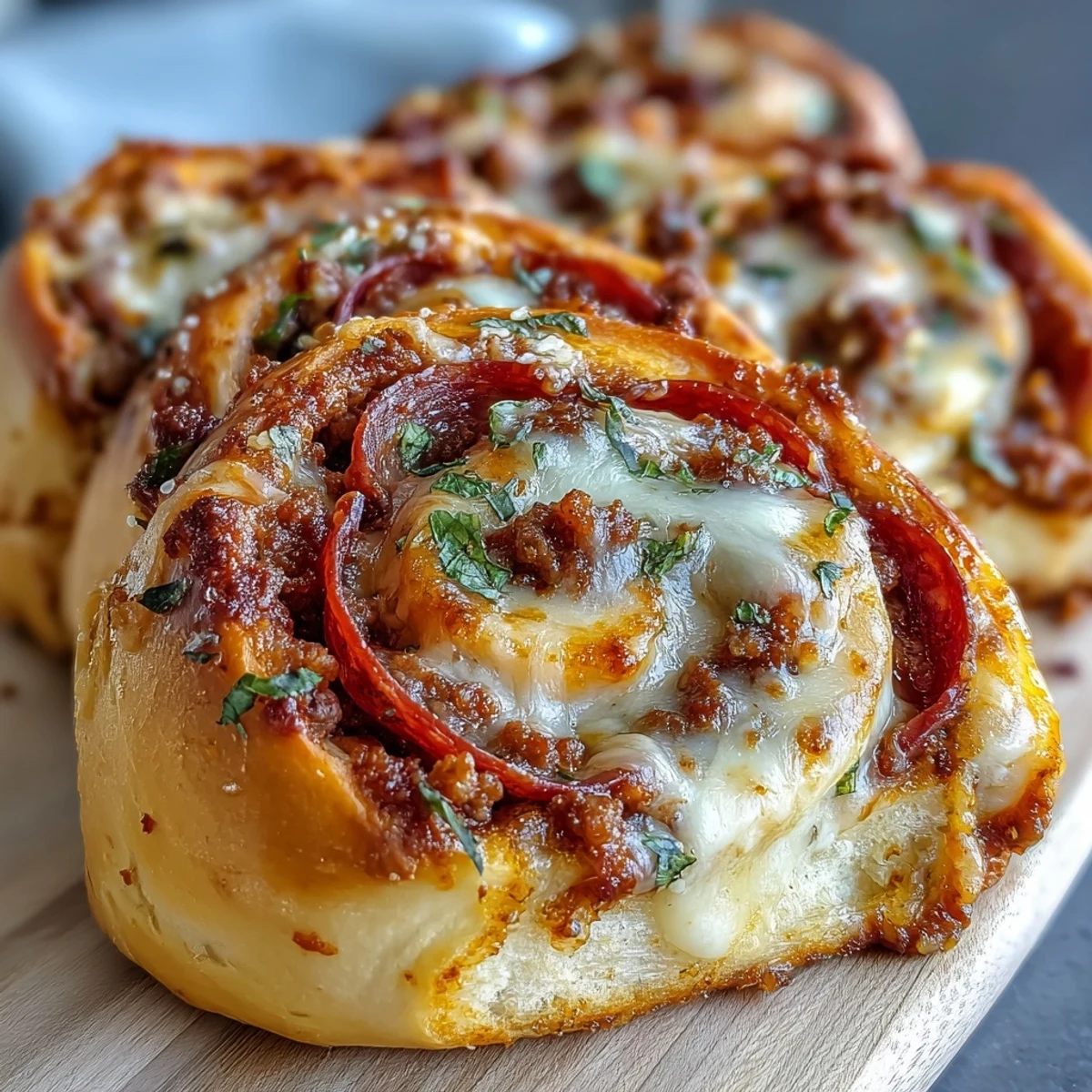 Freshly baked High Protein Pepperoni Pizza Rolls arranged on a plate with a side of warm marinara dipping sauce.