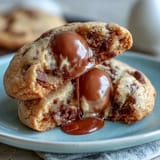 Decadent Cadbury Egg stuffed chocolate chip cookies with gooey creme filling, baked until golden and slightly crisp.