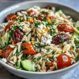Vibrant Summer Orzo Salad with Feta and Lemon, bursting with fresh taste.