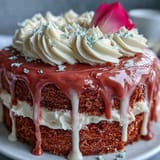 A moist, celebratory Bridal Shower Rosé Velvet Cake with a beautiful rosé-infused buttercream.