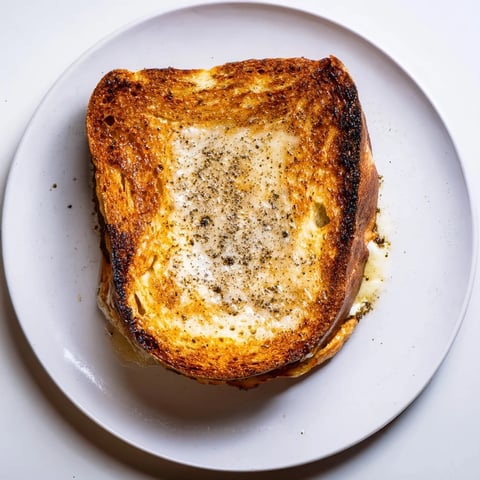 Golden, crispy sourdough slices stuffed with melted Gruyère cheese and drizzled with aromatic truffle oil for a gourmet grilled cheese experience.  