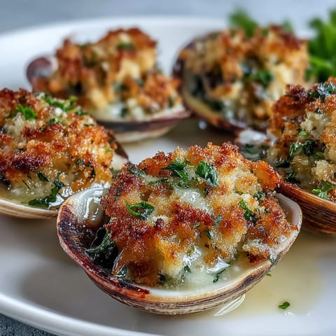Sizzling Roasted Clams With Lemony Panko from the oven, breadcrumbs crisp and aromatic on tender clam meat.