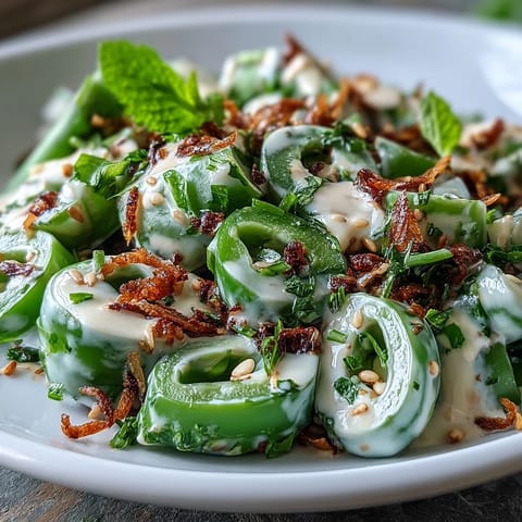 Vibrant snap pea and radish spring salad with creamy tahini dressing.