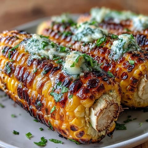 Grilled corn on the cob with four vibrant herbed butters for a summer feast.