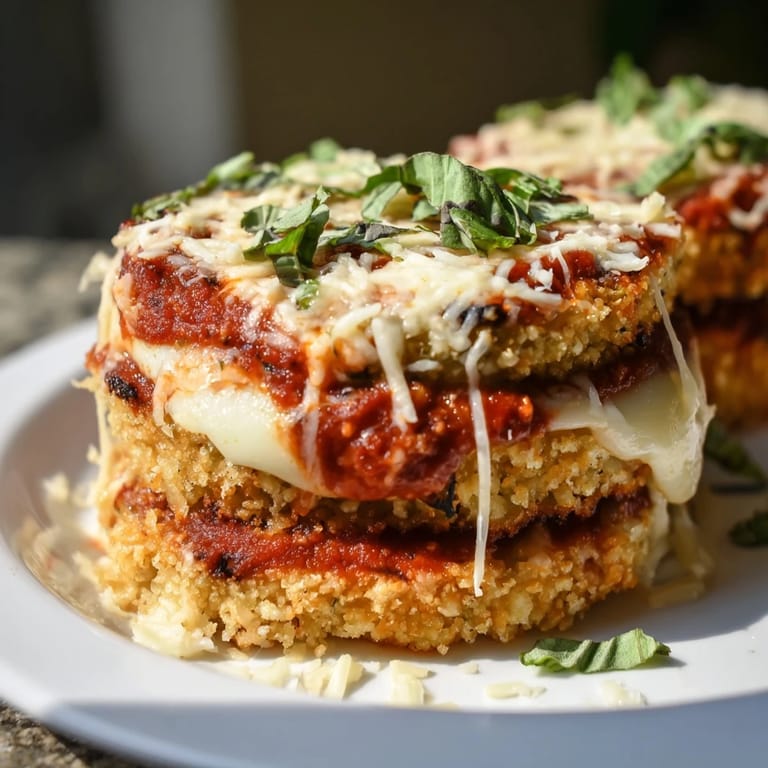 Mouthwatering Eggplant Parmesan, showcasing crispy breaded eggplant with melted mozzarella and marinara.