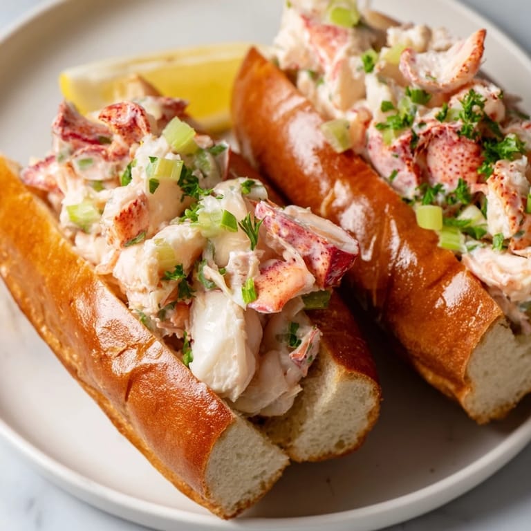 Freshly made New England lobster roll, a generous portion of lobster meat in a toasted bun, ready to eat!