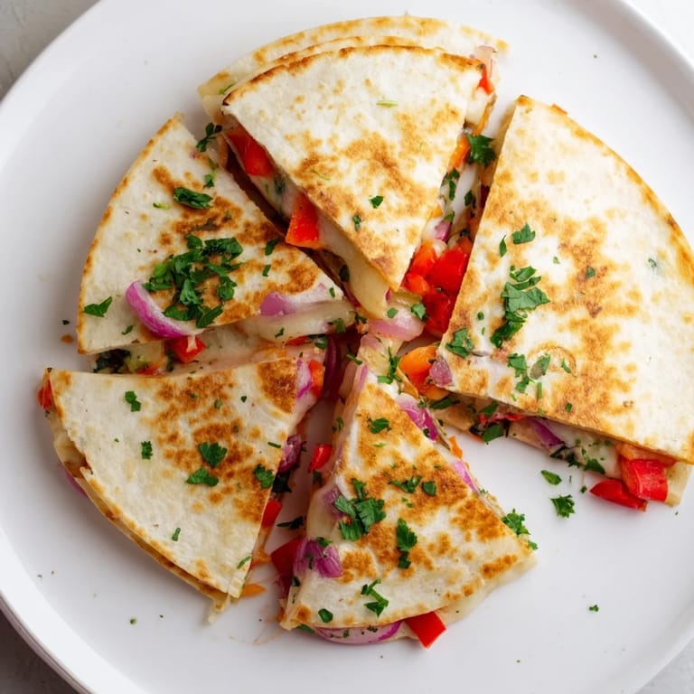 Warm, cheesy quesadillas sliced and served, perfect with salsa for a delicious Mexican meal.