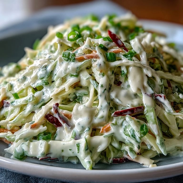 Freshly tossed Best Cabbage Coleslaw piled high in a glass serving dish, highlighting the crisp texture and glossy dressing, perfect for a summer barbecue side or picnic spread.