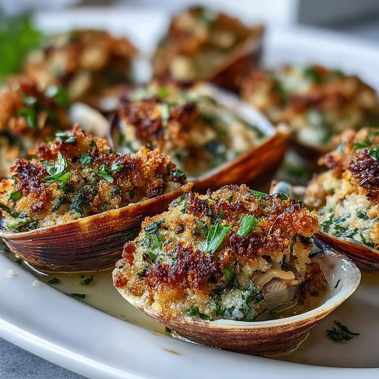 Restaurant-style Roasted Clams With Lemony Panko appetizer, bright citrus notes and garlic butter on baked littlenecks.