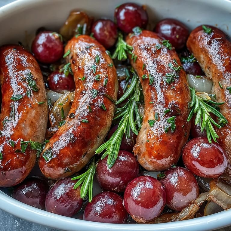 Perfect for weeknight dinners, this roasted sausage and grapes dish pairs well with crusty bread to soak up the pan juices.