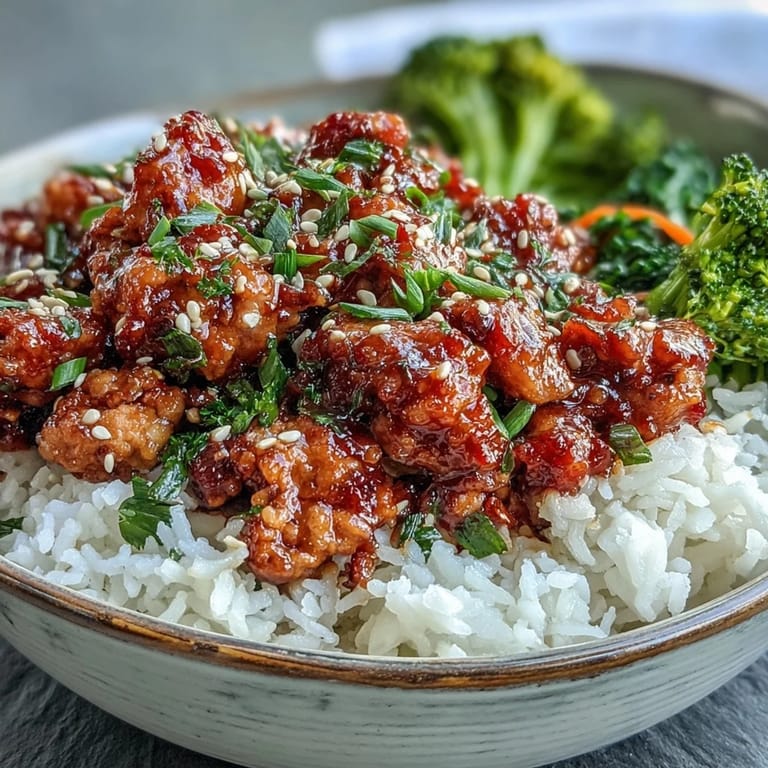 Forkful of savory Korean-Style Ground Turkey served over fluffy white rice, garnished with fresh green chives and sesame seeds for a hearty weeknight meal.