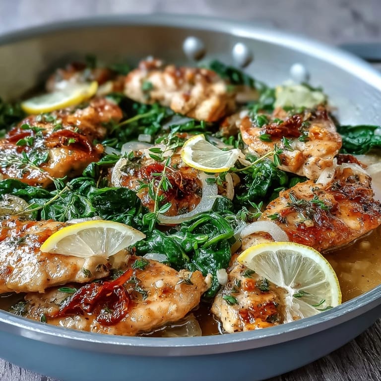 Bright and comforting one-pot lemon orzo with chicken and spinach, garnished with Parmesan and lemon zest for a fresh Mediterranean dinner.