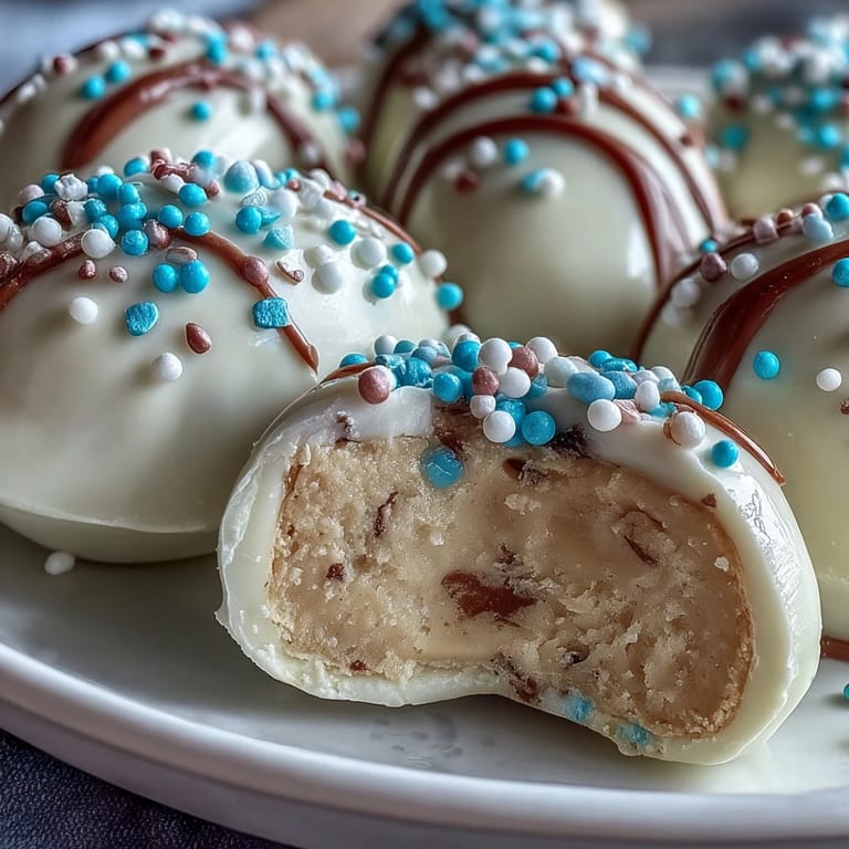 White chocolate-covered peanut butter eggs with colorful sprinkles, offering a sweet, creamy bite and a fun, festive look for Easter.