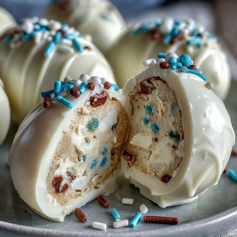 Homemade peanut butter Easter eggs dipped in white chocolate and decorated with cheerful sprinkles—ideal for gifting or holiday dessert trays.