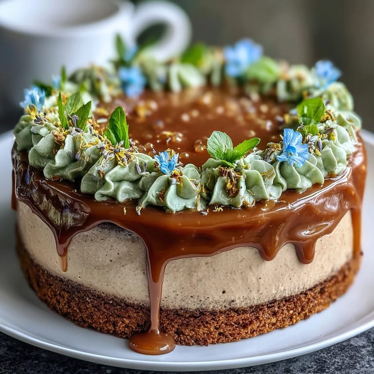 Grounded Taurus Cake artfully decorated with edible flowers and herbs in earthy tones.