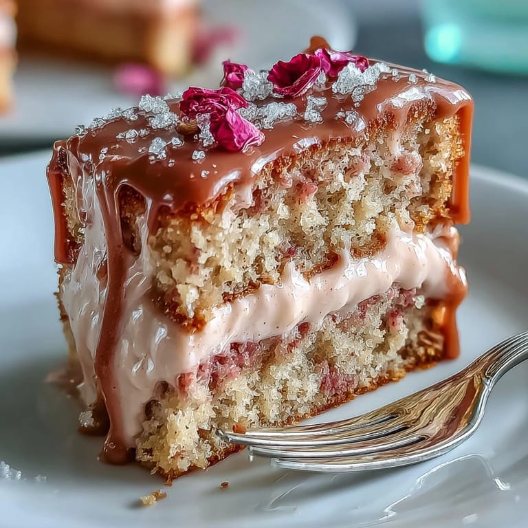 Our Bridal Shower Rosé Velvet Cake looks divine with luscious frosting and gold shimmer.