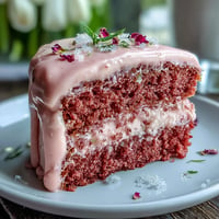 A luscious Bridal Shower Rosé Velvet Cake with elegant gold drip.
